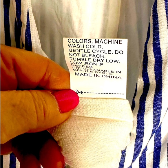 Cute Jumpsuit, Small, Blue & White Stripes, NWT, Zips in Back, Lined, Pockets - Picture 6 of 12